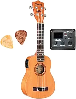 Ukulele Shelby Elétrico Concert Su23me Mogno Afinador Su23m