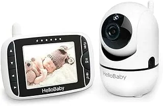 Babá Eletrônica HelloBaby Hb65 com Monitor de Vídeo Tela Lcd de 3,2 Pol. Wifi 2.4 Giro 355 graus Horizontal 120 Vertical para Bebé com Alerta de Temperatura Ambiente Visão Noturna Infravermelha Canção de Ninar Áudio Bidirecional Zoom Remoto de 2x