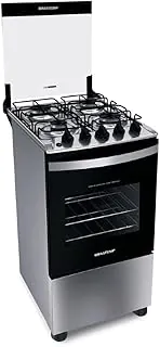 Fog茫o Brastemp 4 Bocas Inox com Duas Prateleiras com Alturas Ajust谩veis - BFO4NBR Bivolt
