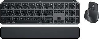 Combo Teclado e Mouse Sem Fio MX Keys S com Apoio para as Mãos, Conexão Bluetooth ou Receptor Logi Bolt, Iluminação Inteligente, Rolagem Rápida, Compatível com Windows, macOS, ChromeOS, Linux- Grafite