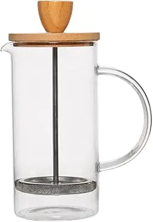 Mimo Style Cafeteira Prensa Francesa de Vidro Borossilicato Com Tampa em Bambu, Capacidade Para 370 ml, Com Haste e Alça, Resistente, Suporta Altas e Baixas Temperaturas (-20 °C a 180 °C)