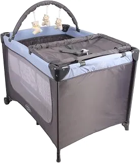 Berço Portátil Infantil Joly Baby Style com Mosquiteiro, Barra de Brinquedos, Trocador e Bolsa - Seguro, Confortável e Compacto INMETRO (Azul) | Dobrável