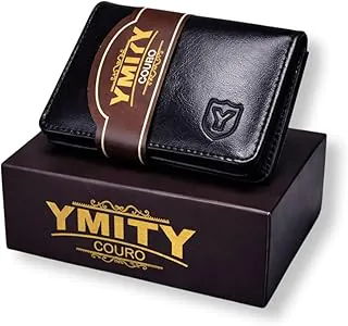 GenéricoYmity Carteira Masculina 100% Couro Legítimo Formato L Mini Pequena com Porta Moedas