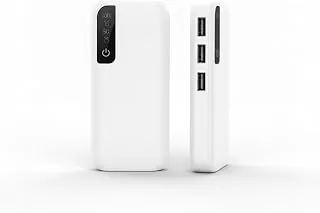 Carregador Portatil Power Bank 10000mAh, 3 Saidas USB-A Simultaneas, Entrada e saida 5V, Display Digital, Anatel, Cabo USB Incluso, Protecao Inteligente, Branco