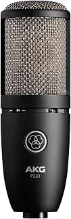 AKG Microfone condensador vocal Pro Audio P220, preto | Gravação em latão e geral. Microfone XLR com fio, para estúdio ou palco. Preto, ótimo para vocais