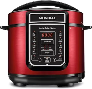 MONDIAL Panela de Pressão Elétrica Digital 5L, Vermelho/Inox, 900W, 110V - PE-39