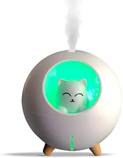 Mini umidificador ultrassônico ultra silencioso USB bonito névoa fresca atualizado, para quarto de bebê infantil, luzes de 7 cores, 2 modos de névoa desligamento automático sussurro