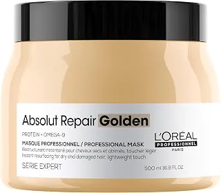 L'Oréal Professionnel Máscara de Tratamento Absolut Repair Golden, Repara Danos e Promove Brilho, Com Quinoa & Proteínas, Para cabelos finos a médios, secos e danificados, 500g