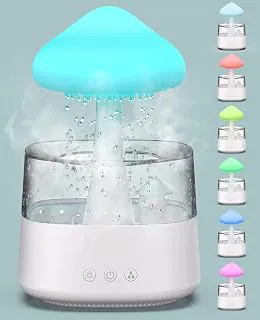 Umidificador de nuvem de chuva, gotejamento de água, umidificador de cogumelo, difusor de cogumelos, umidificador de nuvem, som de chuva para dormir, difusor de nuvem de chuva