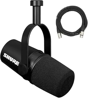 Shure Microfone MV7X XLR para Podcast com cabo XLR – Microfone dinâmico para Podcasting e Gravação Vocal, Tecnologia de Isolamento de Voz, Construção em Metal, Compatível com Suporte de Microfone, Frequência Otimizada – Preto