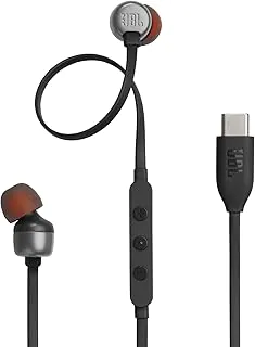 JBL Tune 310C - Fones de ouvido intra-auriculares de alta resolução com fio, cabo plano sem emaranhamento, controle remoto de 3 botões com microfone (preto)