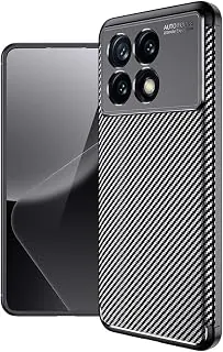 Capa Capinha Anti Impacto Para Xiaomi Poco X6 5g Case Com Desenho Fibra De Carbono Shock Queda (Preta)