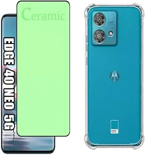 Kit Capa Capinha Anti Impacto e Película Ceramica Clear 9D Para Motorola Moto Edge 40 Neo