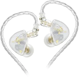 TANGZU Fone de ouvido intra-auricular Wan'er S.G HiFi de 10 mm com diafragma PET dinâmico com formato ergonômico, cabo trançado OFC de 2 pinos removível para palco de DJ músico audiófilo (branco-1 3,5