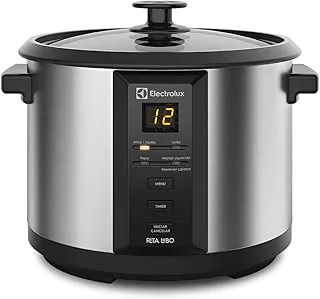 Panela Elétrica Electrolux vapor arroz capacidade 1,8L 10 xícaras 4 funções pré-programadas timer panela removivel antiaderente tampa vidro ECC20 inox 127v por Rita Lobo
