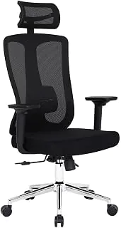 Cadeira Escritório Ergonomica DT3 Maya com revestimento Mesh + Tecido, Apoio de cabeça 2D, Apoio de braços 3D, Certificada NR-17, suporta até 136kg e altura máx 1,95m(Black)