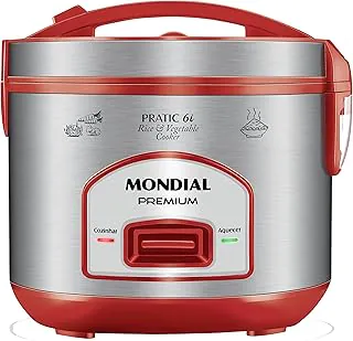 MONDIAL Panela Elétrica de Arroz, Vermelho/Inox, 500W, 220V - PE-45-6X