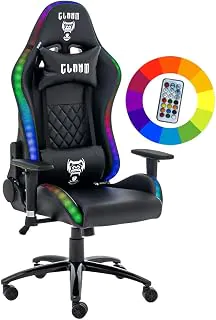 Cadeira Gamer King Clanm RGB LED Reclinável Ergonômica Braço Ajustável Preta