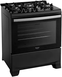 Fogão 5 Bocas Dako a Gás com Mesa de Vidro Preto Supreme Glass Acendimento Automático 80 x 66 x 97 cm 36,8 kg