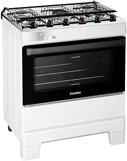 Fogão Esmaltec IDEAL Top T5IAB 5 Bocas a Gás com Mesa de Inox e Acendimento Automático, Forno 84L, Bivolt, Branco, 60x74x83 cm, 27 kg