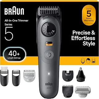 Braun Aparador de barba e corpo All-in-One Series 5, AIO 5510 para homens com cabeça de barbear suave, sistema de cuidados sem fio com controle de comprimento de precisão, ferramenta elétrica