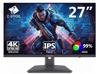 Monitor 4K 27 polegadas Z-Edge, IPS Ultra HD 3840x2160, 60 Hz, Monitor PC, FreeSync, 99% sRGB, 2 HDMI e 2 DP, Ajuste de Inclinação, Sem Bordas